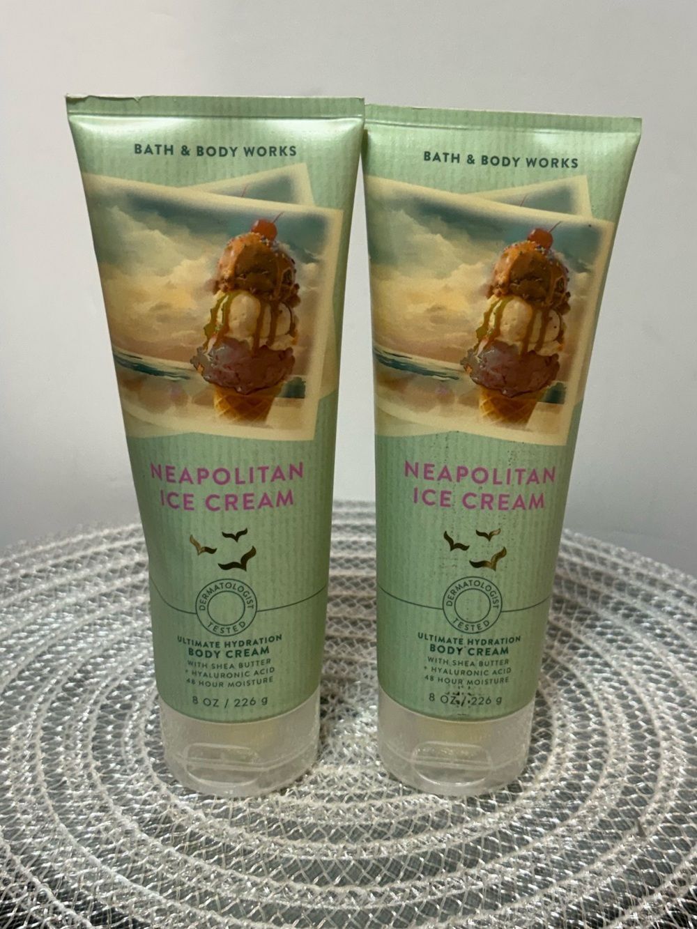 BBW Neapolitan Ice Cream Body Cream Set of 2 NWT